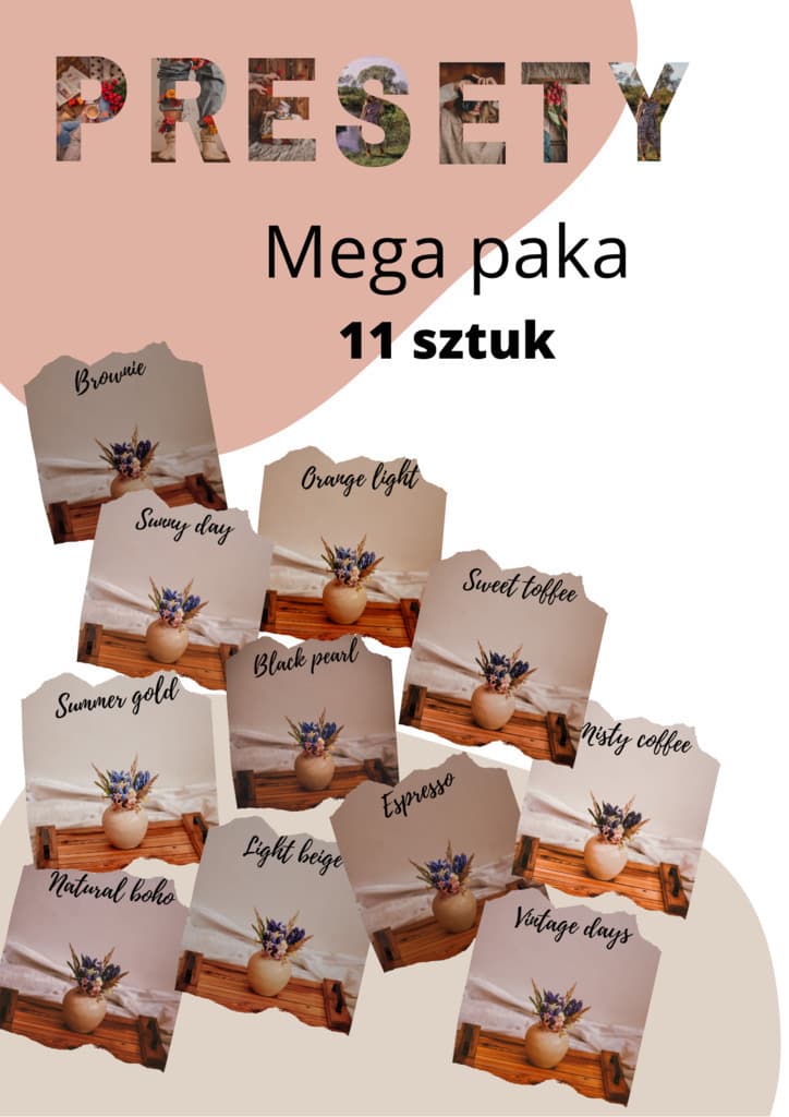 Paczka presetów do zdjęć flatlay Lightroom Mobile – Mostecjuszka, presety