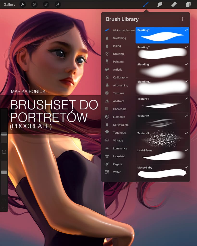 BRUSHSET DO PORTRETÓW (Procreate) – Marika Boniuk, brushset