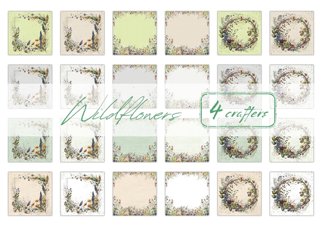 Wildflowers zestaw cyfrowych papierów do scrapbookingu