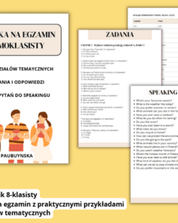 E-book: „Egzamin ósmoklasisty z języka angielskiego – słownictwo, zdania i pytania do speakingu z 13 działów tematycznych” - Paulina Buczyńska; e-book
