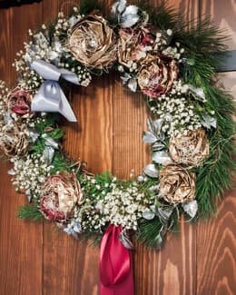 Wianek naturalny - róża i gipsówka - Wianki Naturalne; wianek