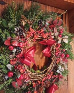 Naturalny świąteczny wianek na drzwi - Wianki Naturalne; wianek
