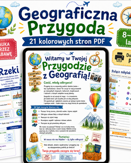 Geografia dla dzieci 8-10 lat – cyfrowy zeszyt edukacyjny do druku - @gotowedodruku; zeszyt