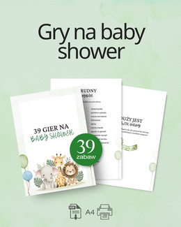 ZABAWY NA BABY SHOWER ZWIERZĄTKA - 39 GIER PDF DO WYDRUKU - @fajnedodruku; gra