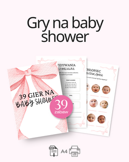 ZABAWY NA BABY SHOWER PINK - 39 GIER PDF DO WYDRUKU - @fajnedodruku; gra