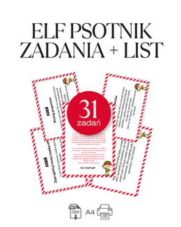 ELF PSOTNIK ZADANIA (31 KART) + LIST – PRODUKT CYFROWY PDF DO DRUKU - @fajnedodruku; karty pracy