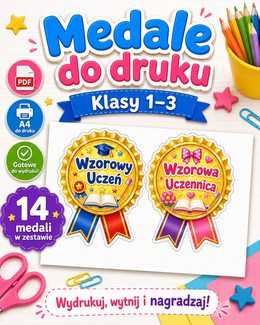Medale do druku na zakończenie roku szkolnego – klasy 1–3 - @gotowedodruku; gra